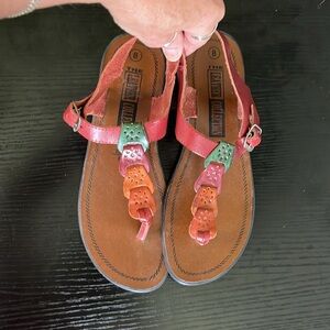 The Leather Collection Boho Ankle Buckle Thong Sandals